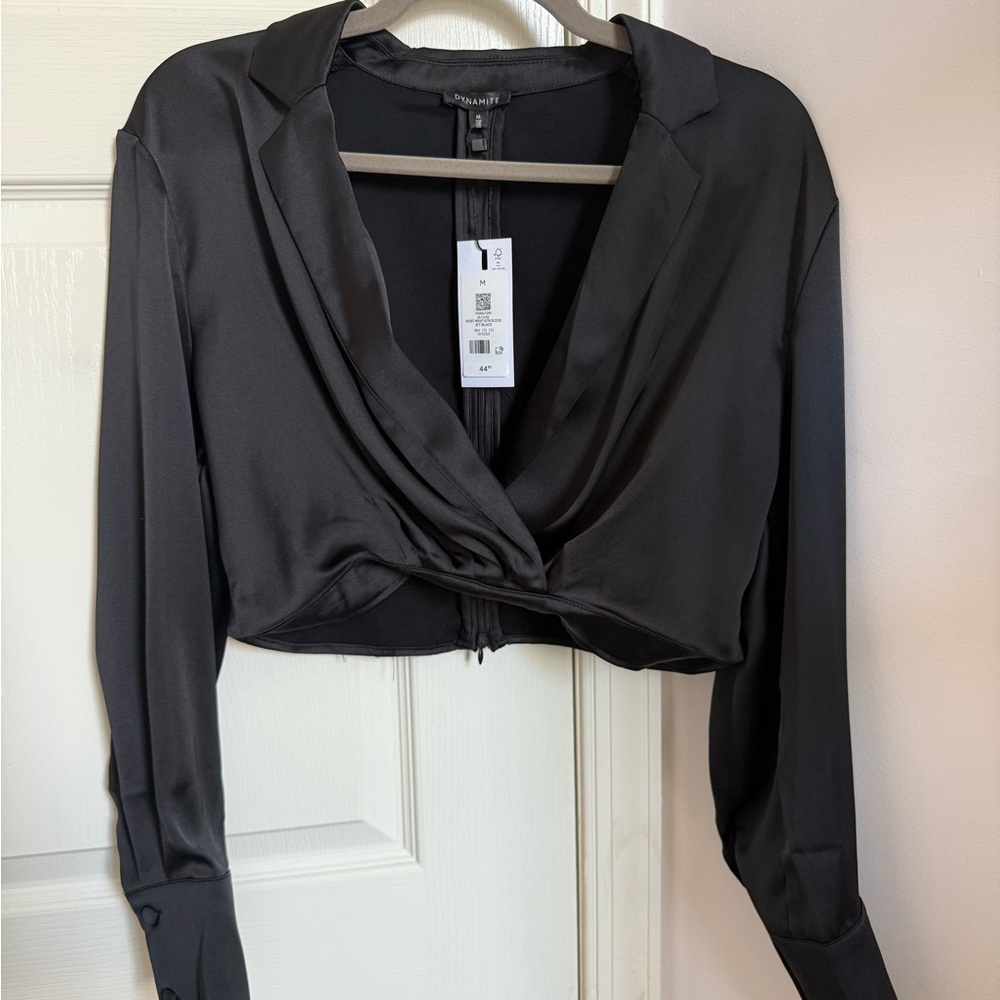 Dynamite Black Satin Blouse